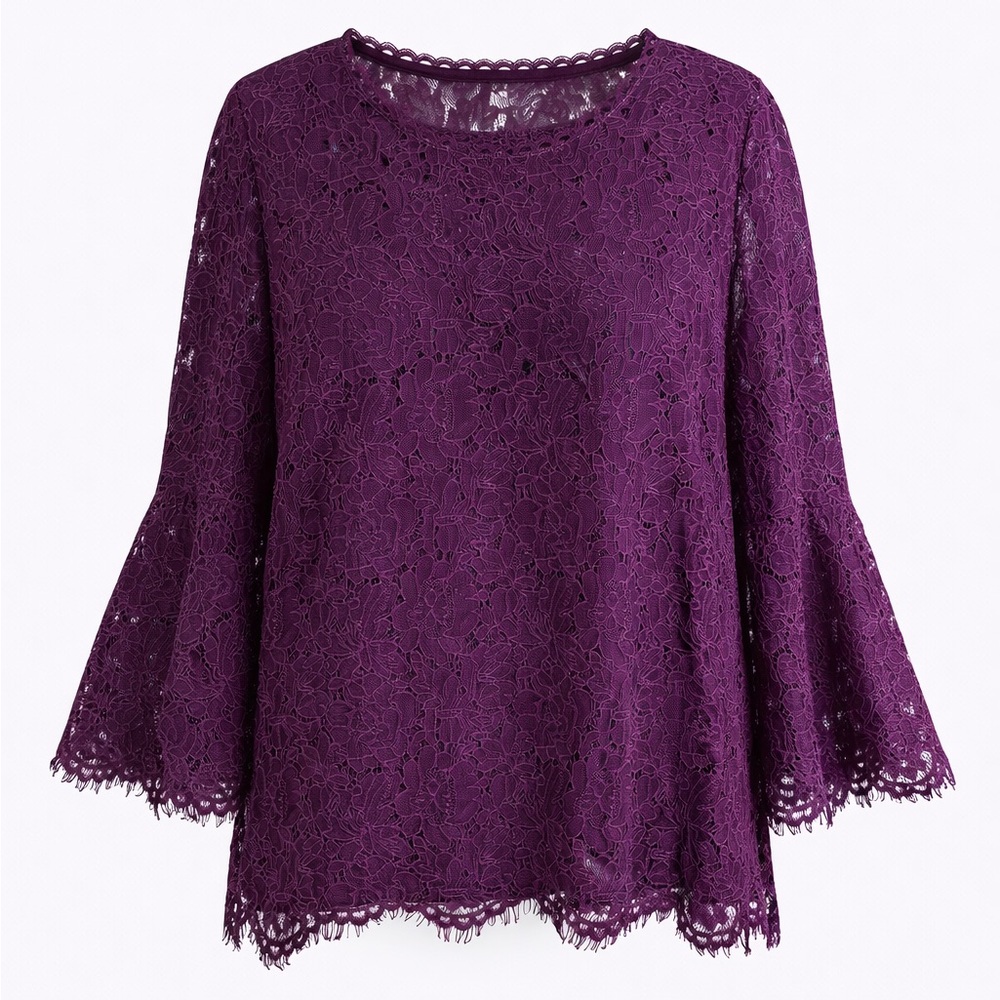 Isaac Mizrahi Deep Purple Lace Blouse